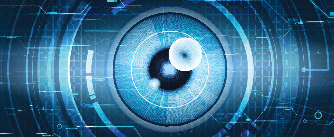 Biometrics - digital illustration depicting a scan of an eye