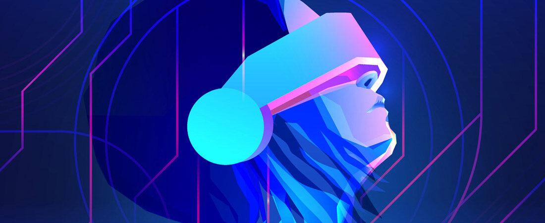 Illustration of a woman immersed in virtual reality